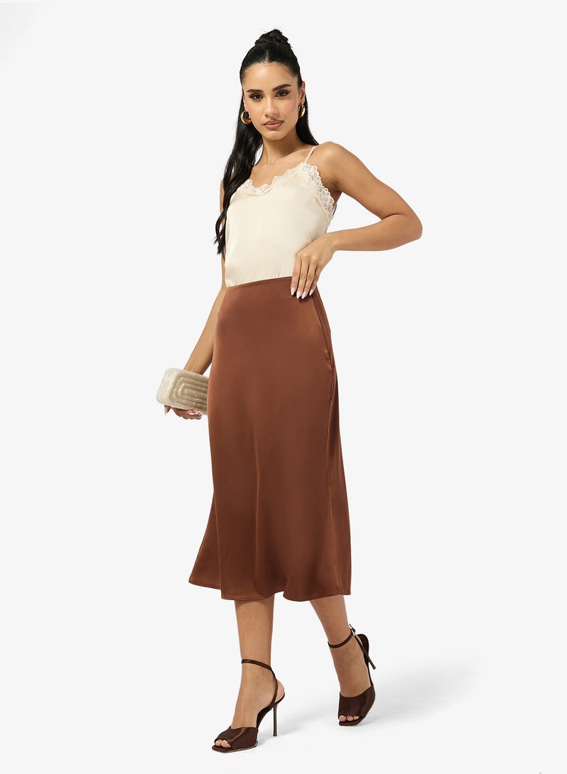 Ginger Satin Midi Skirt - Image 4